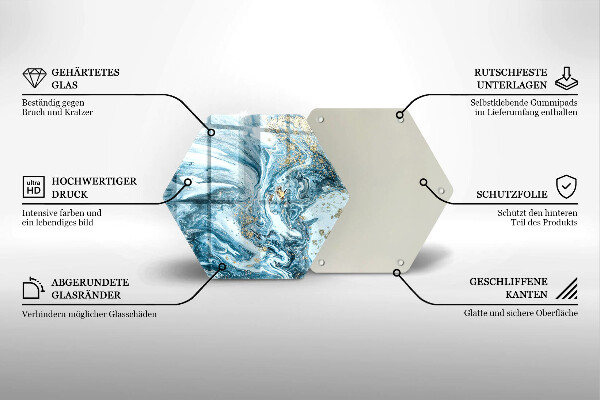 Skärbräda glas sexhörning Struktur med guld