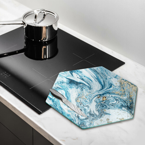 Skärbräda glas sexhörning Struktur med guld