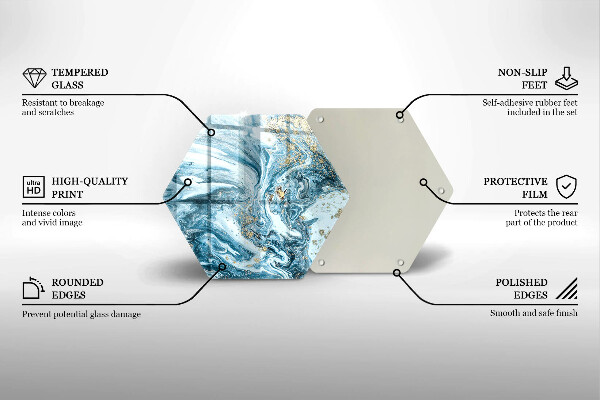 Skärbräda glas sexhörning Struktur med guld