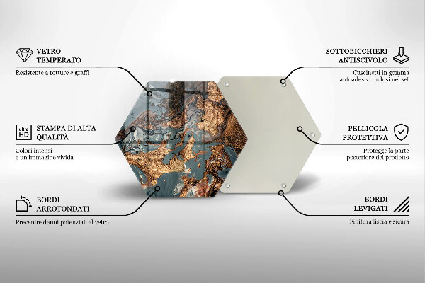 Skärbräda glas sexhörning Gyllene stenstruktur