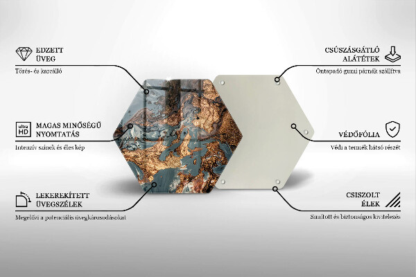 Skärbräda glas sexhörning Gyllene stenstruktur