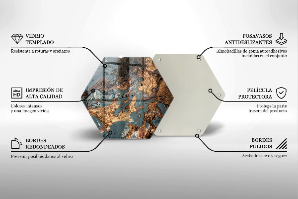 Skärbräda glas sexhörning Gyllene stenstruktur