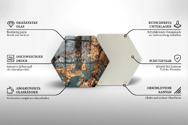 Skärbräda glas sexhörning Gyllene stenstruktur