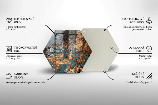 Skärbräda glas sexhörning Gyllene stenstruktur