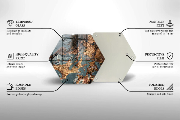 Skärbräda glas sexhörning Gyllene stenstruktur