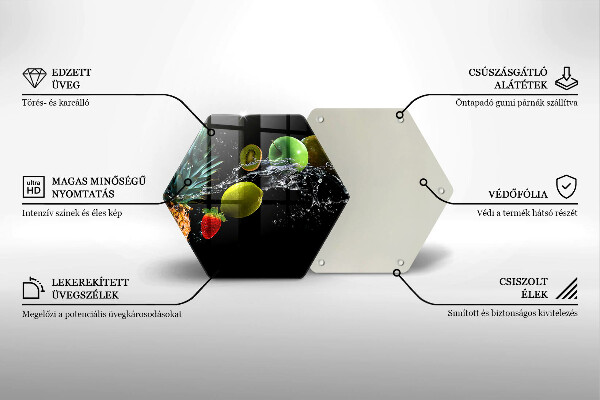 Skärbräda glas sexhörning Frukt i vatten