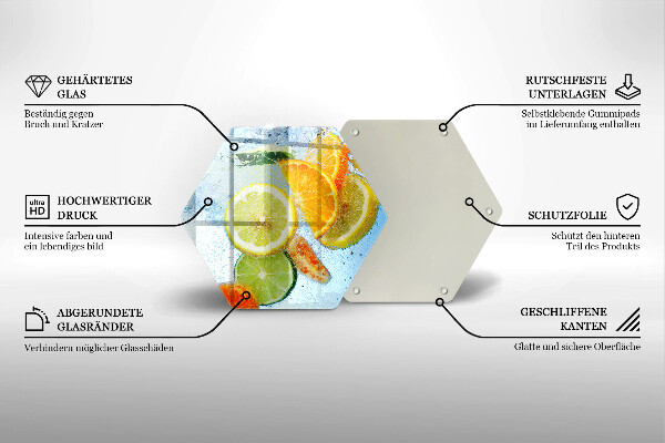 Skärbräda glas sexhörning Saftigt citrusvatten
