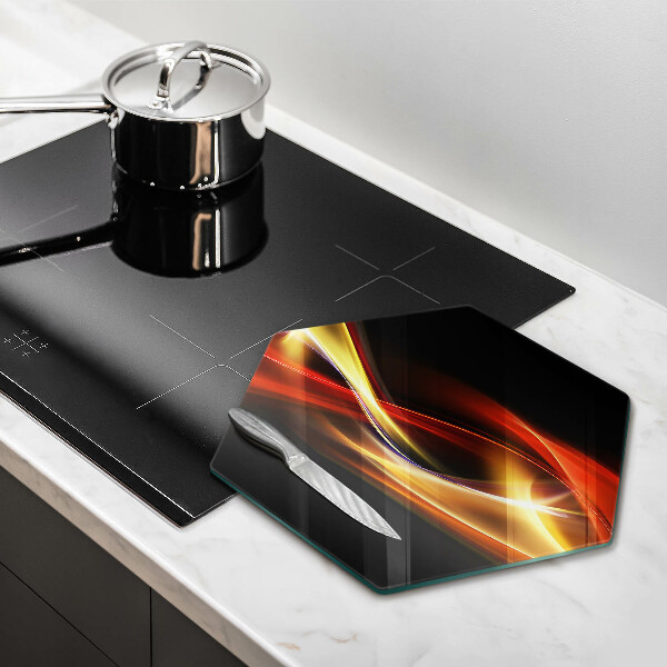 Skärbräda glas sexhörning Abstrakt rök och ljus