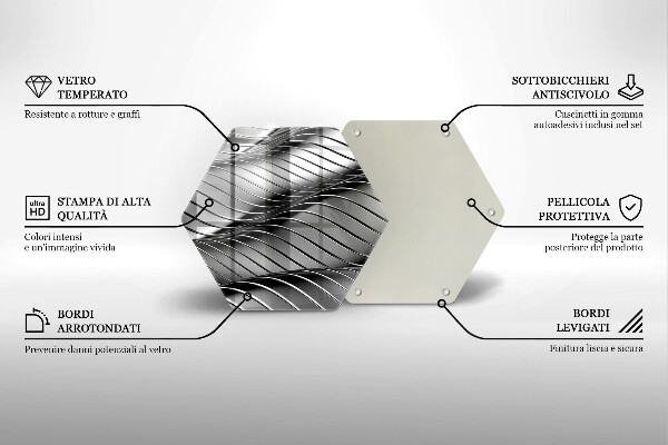 Skärbräda glas sexhörning 3D metallstruktur