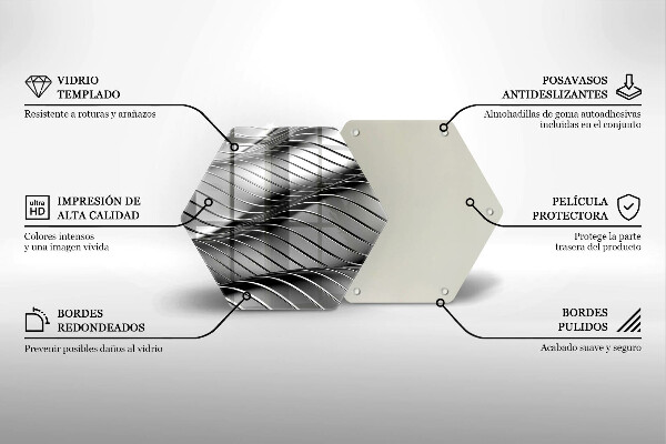 Skärbräda glas sexhörning 3D metallstruktur