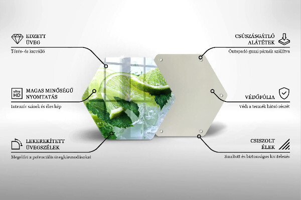 Skärbräda glas sexhörning Lime mynta och is