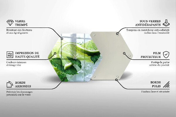 Skärbräda glas sexhörning Lime mynta och is