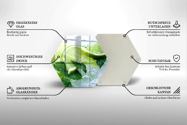 Skärbräda glas sexhörning Lime mynta och is