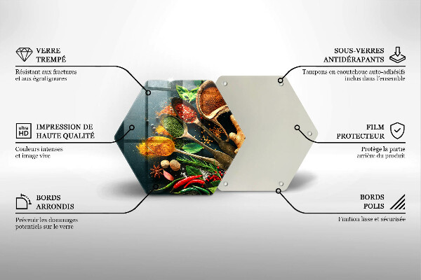 Skärbräda glas sexhörning Köks kryddor skedar