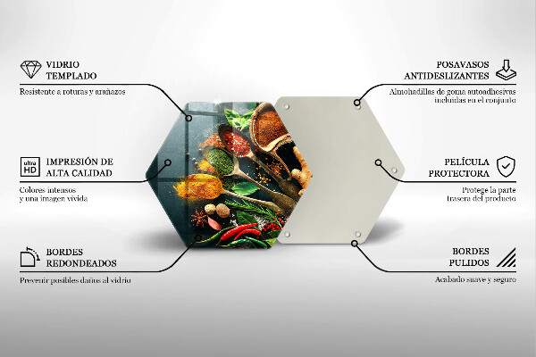 Skärbräda glas sexhörning Köks kryddor skedar