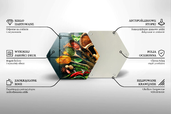 Skärbräda glas sexhörning Köks kryddor skedar