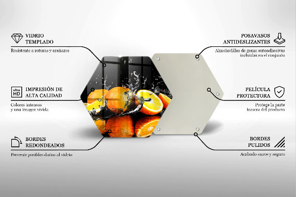 Skärbräda glas sexhörning Saftig orange frukt
