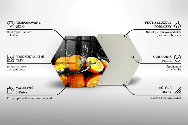 Skärbräda glas sexhörning Saftig orange frukt