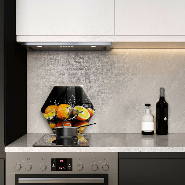 Skärbräda glas sexhörning Saftig orange frukt