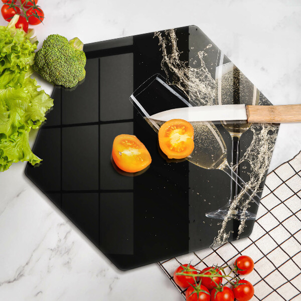 Skärbräda glas sexhörning Glas champagne