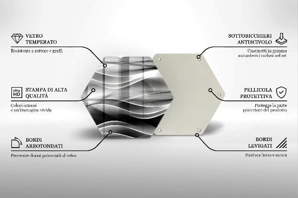 Skärbräda glas sexhörning Abstraktion mjuka linjer