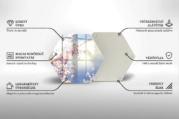 Skärbräda glas sexhörning Blommande träd