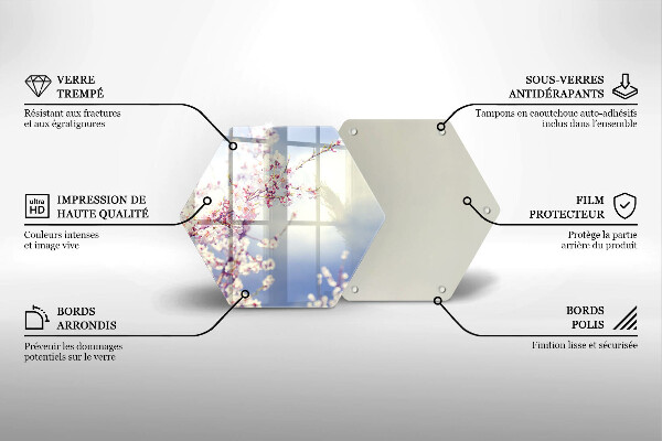 Skärbräda glas sexhörning Blommande träd