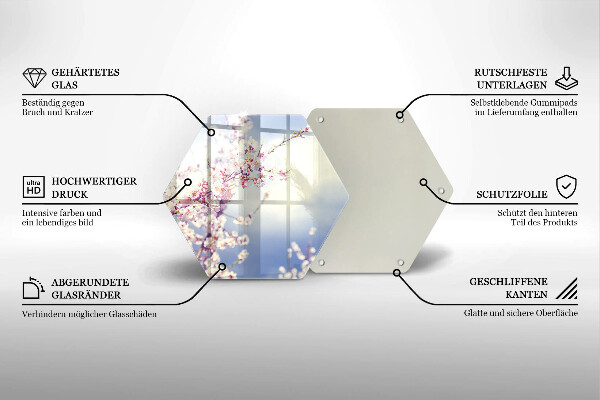 Skärbräda glas sexhörning Blommande träd