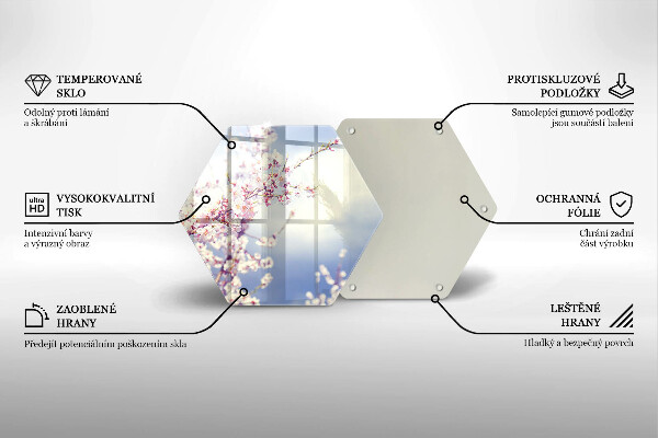 Skärbräda glas sexhörning Blommande träd