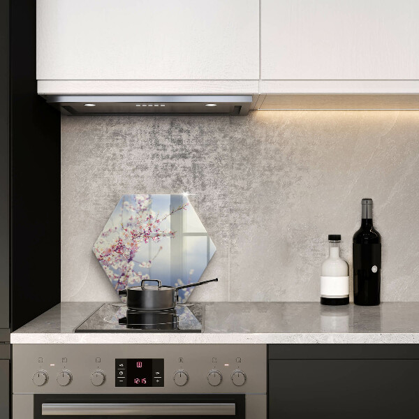 Skärbräda glas sexhörning Blommande träd