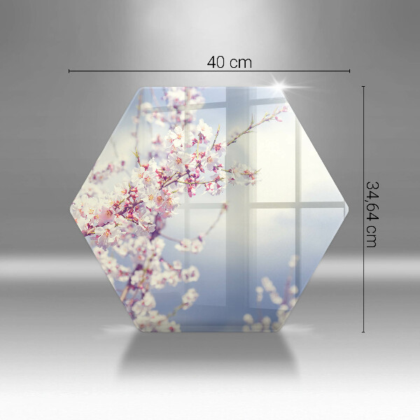 Skärbräda glas sexhörning Blommande träd