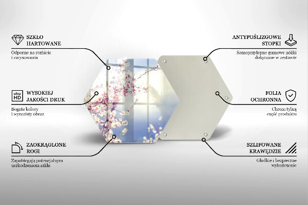 Skärbräda glas sexhörning Blommande träd