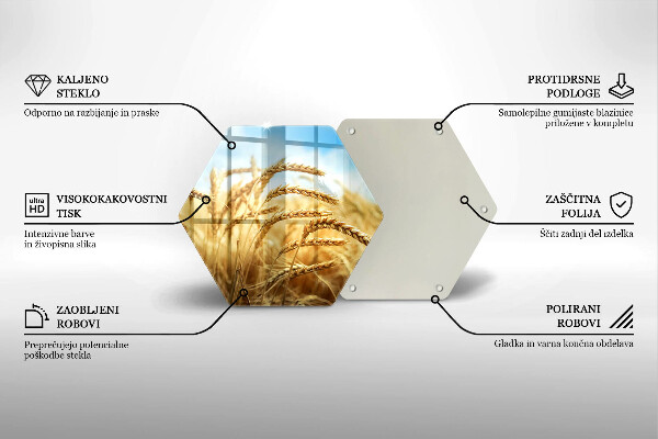 Skärbräda glas sexhörning Öron av spannmål i fältet