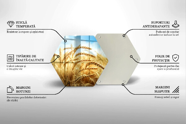 Skärbräda glas sexhörning Öron av spannmål i fältet