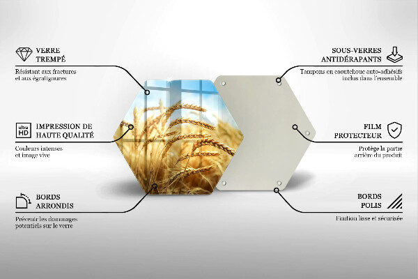 Skärbräda glas sexhörning Öron av spannmål i fältet