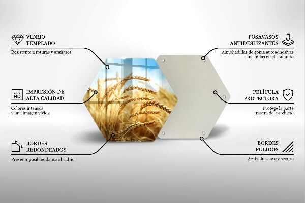 Skärbräda glas sexhörning Öron av spannmål i fältet