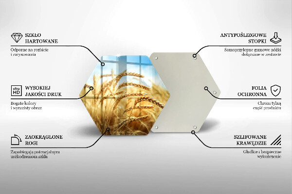 Skärbräda glas sexhörning Öron av spannmål i fältet