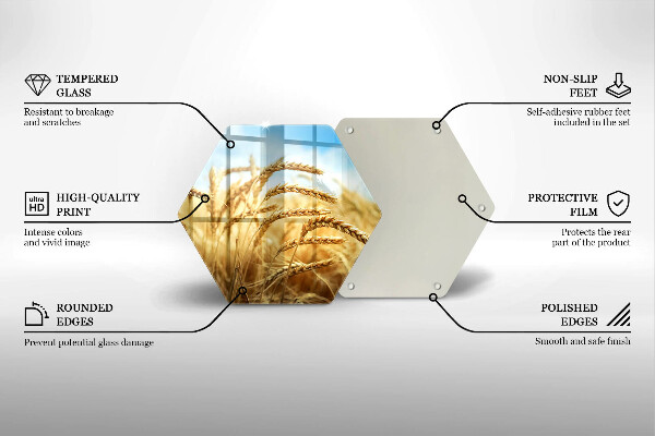 Skärbräda glas sexhörning Öron av spannmål i fältet