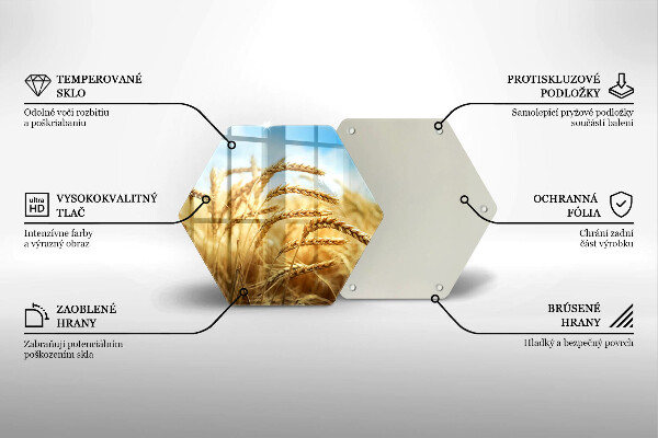 Skärbräda glas sexhörning Öron av spannmål i fältet