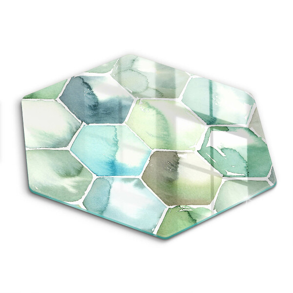 Skärbräda glas sexhörning Akvarell hexagoner
