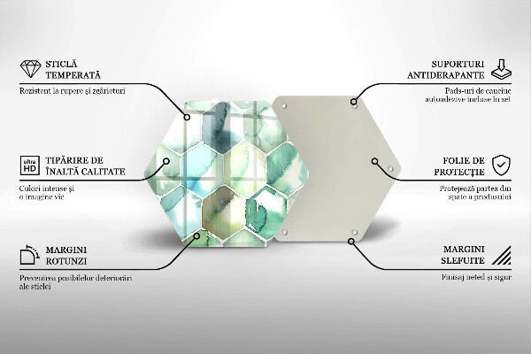 Skärbräda glas sexhörning Akvarell hexagoner