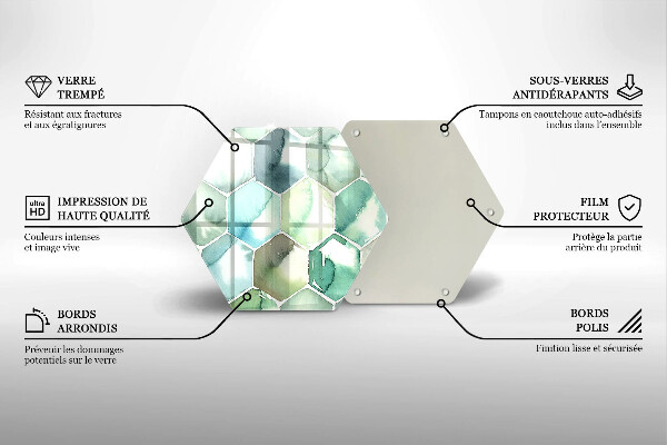 Skärbräda glas sexhörning Akvarell hexagoner