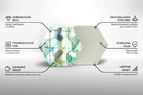 Skärbräda glas sexhörning Akvarell hexagoner