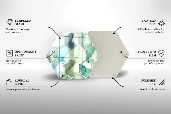 Skärbräda glas sexhörning Akvarell hexagoner