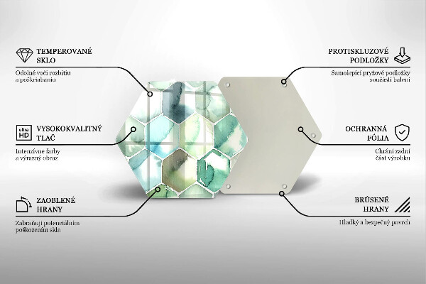 Skärbräda glas sexhörning Akvarell hexagoner