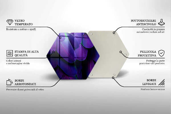 Skärbräda glas sexhörning Neon fjädrar