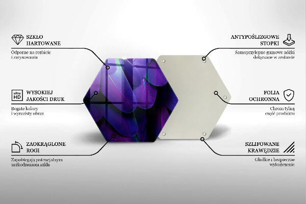 Skärbräda glas sexhörning Neon fjädrar