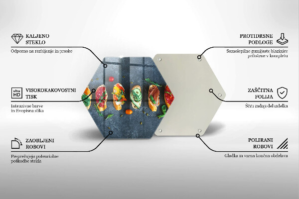 Skärbräda glas sexhörning Färgglada smörgåsar