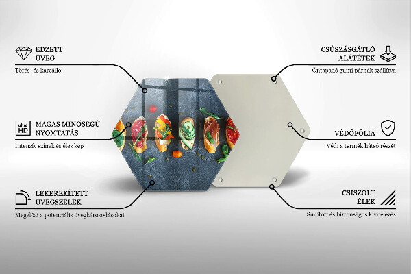 Skärbräda glas sexhörning Färgglada smörgåsar