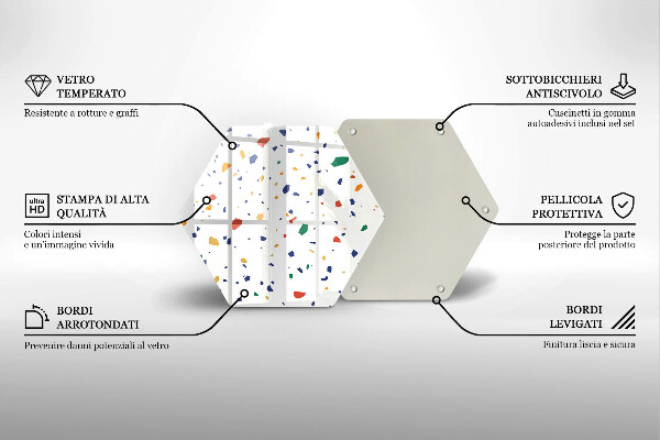 Skärbräda glas sexhörning Färgglatt stengods